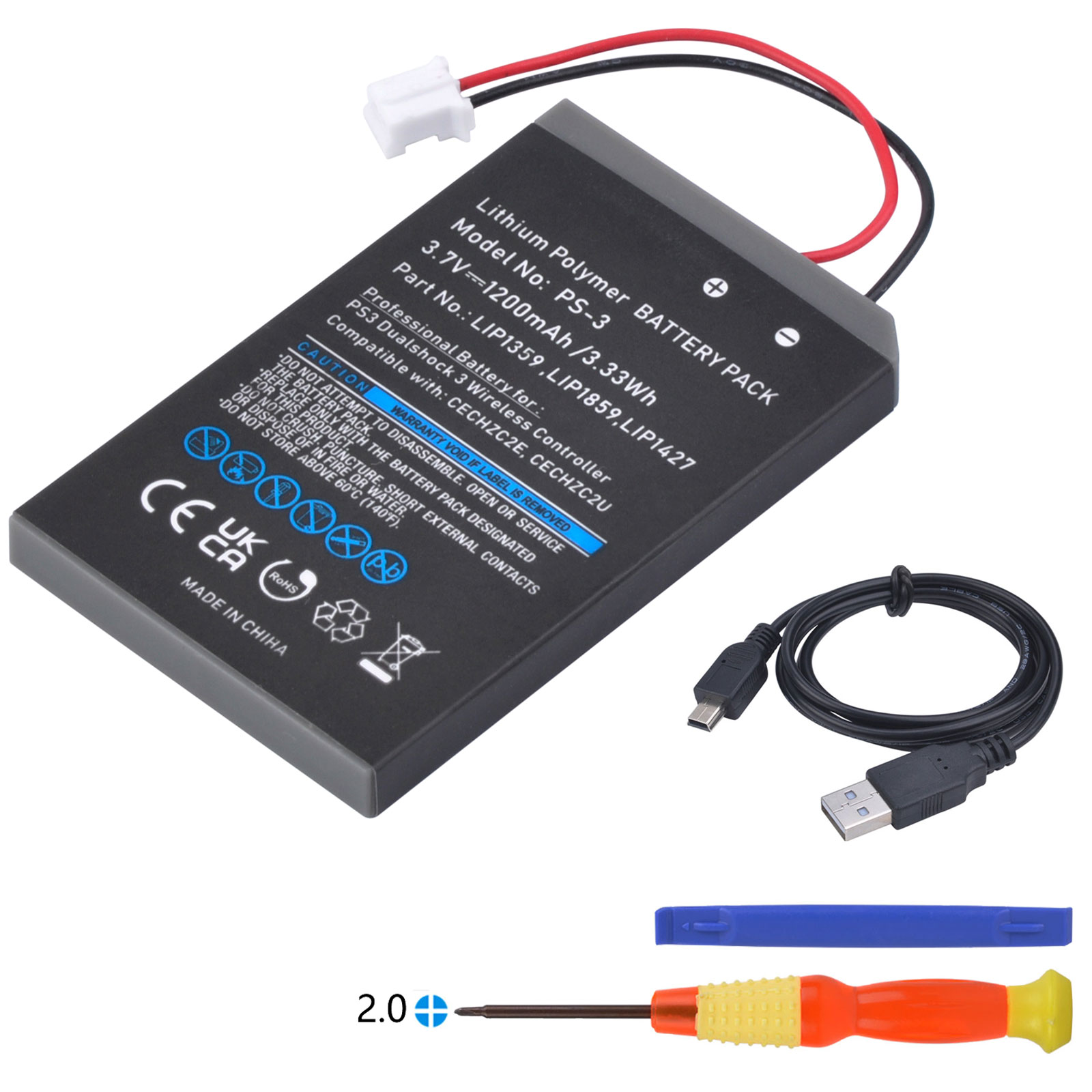 Batterie de contrôleur Batmax PS3 LIP1359 LIP1859 LIP1427 batterie PS3 pour Sony Playstation 3 Dualshock 3 PS3 contrôleur Bluetooth: Black