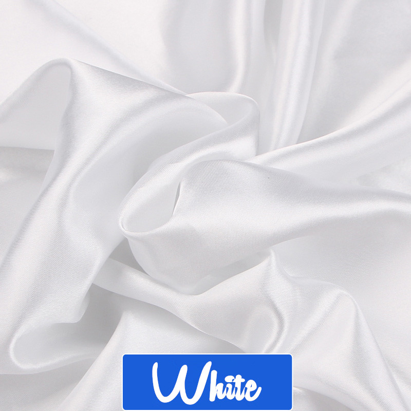 100cm*150cm 16 farger silke og satengstoff satengfarge butylsilke boksfôr lieb skinnende stoffer klær sying ensfarget: Hvit