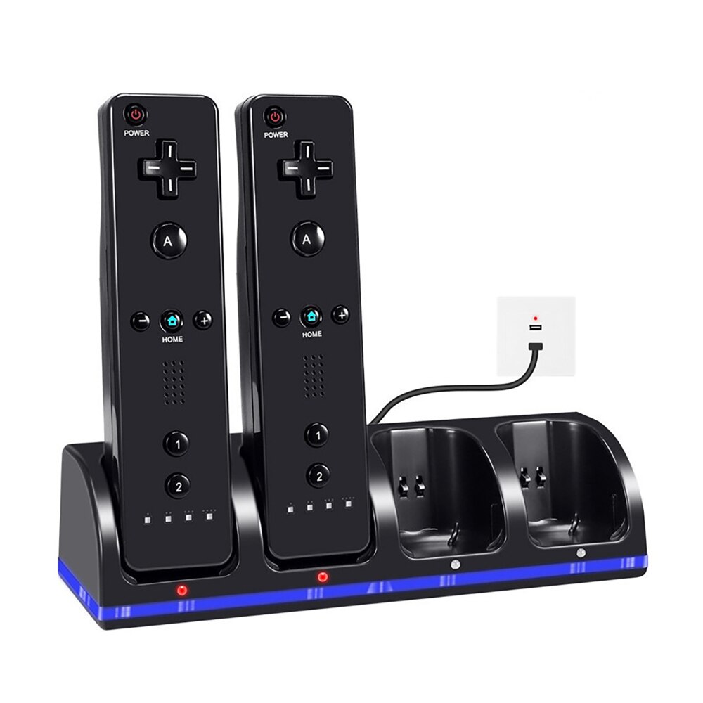 Voor Nintendo Wii Remote Controller Dual Charging Dock Station Met 4 Stuks Gamepad Batterij