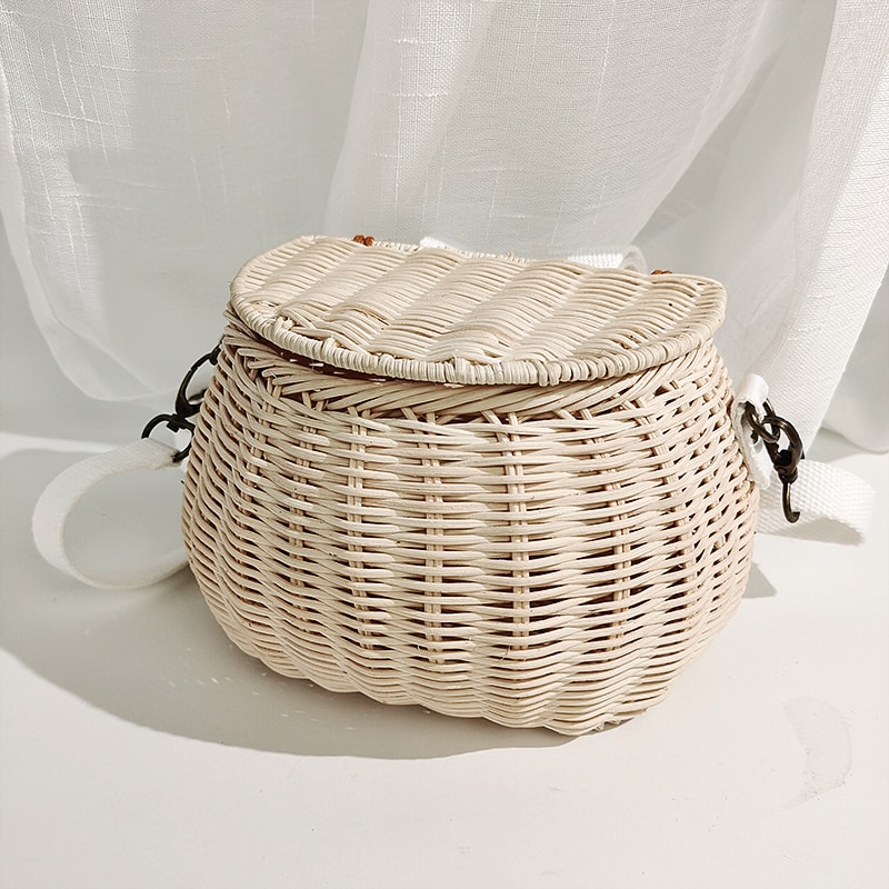 Kleine Grote Back Mand Kinderen Fietsmand Handgemaakte Tattan Mand Kid 'S Rugzak Meisjes: white / Child