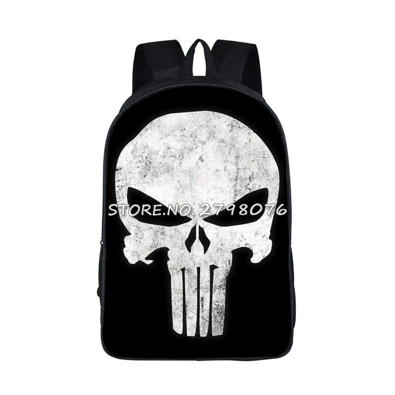 Mochila para chicas adolescentes de Punisher, morral escolar con estampado de Calavera, morral informal para hombre: 16CFZ05