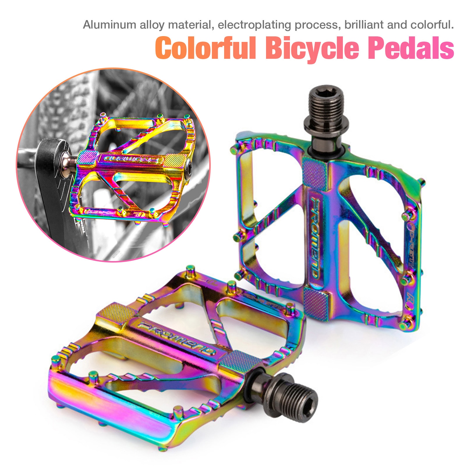 Rainbow mtb cykelpedal aluminiumslegering anti-slip platform 3 lejer farverige pedaler til bmx mountainbike tilbehør
