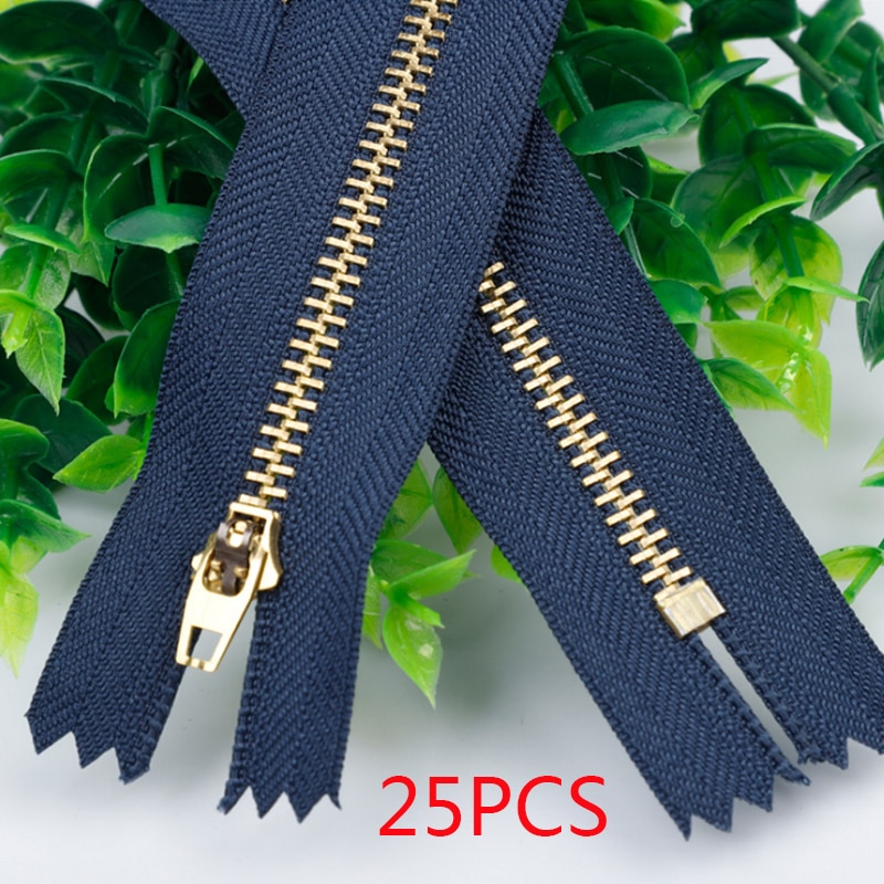 25 PCS Zipper No. 4 Metal Brass DIY Spring Head Closed Trousers Placket Jeans Zipper For Sewing Fermeture Eclair