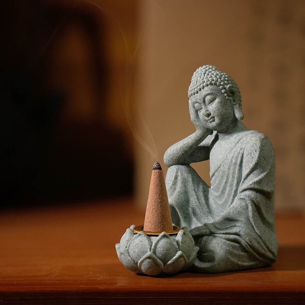 Husholdningsaromaterapidekorationer kinesiske ornamenter stue zen te skrivebordshåndværk lille siddende buddha skulptur