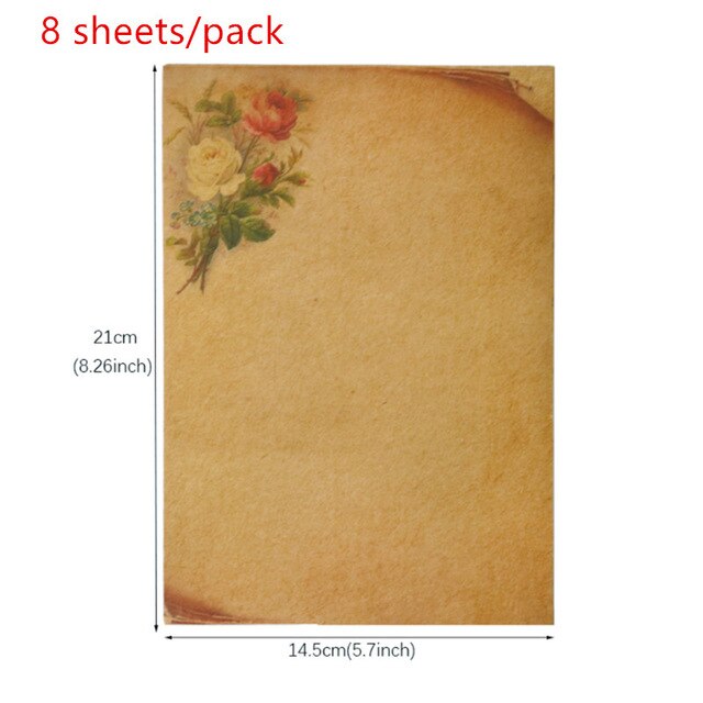 8 Sheets 21X14.5Cm Vintage Kraft Papier Schrijven Brief Briefpapier Romantische Note Craft Papier Schilderen Verpakking Papier: E