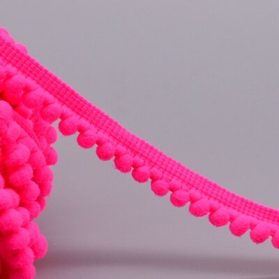 5yd/lot 10mm breedte kleurrijke kleine PP bal kant lint kwastje trim naaien materiaal accessoires voor woondecoratie: rose 407