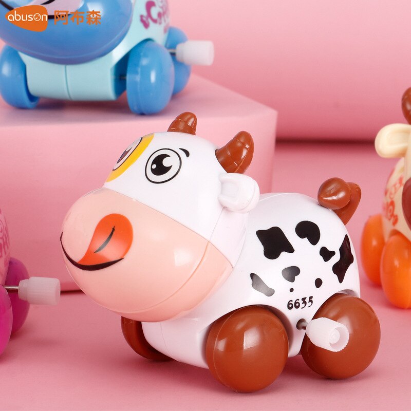 Giocattoli divertenti per bambini Unisex giocattolo a orologio scorrevole Mini tirare indietro Cartoon Animal Wind Up giocattoli per bambini ragazza ragazzi: cow