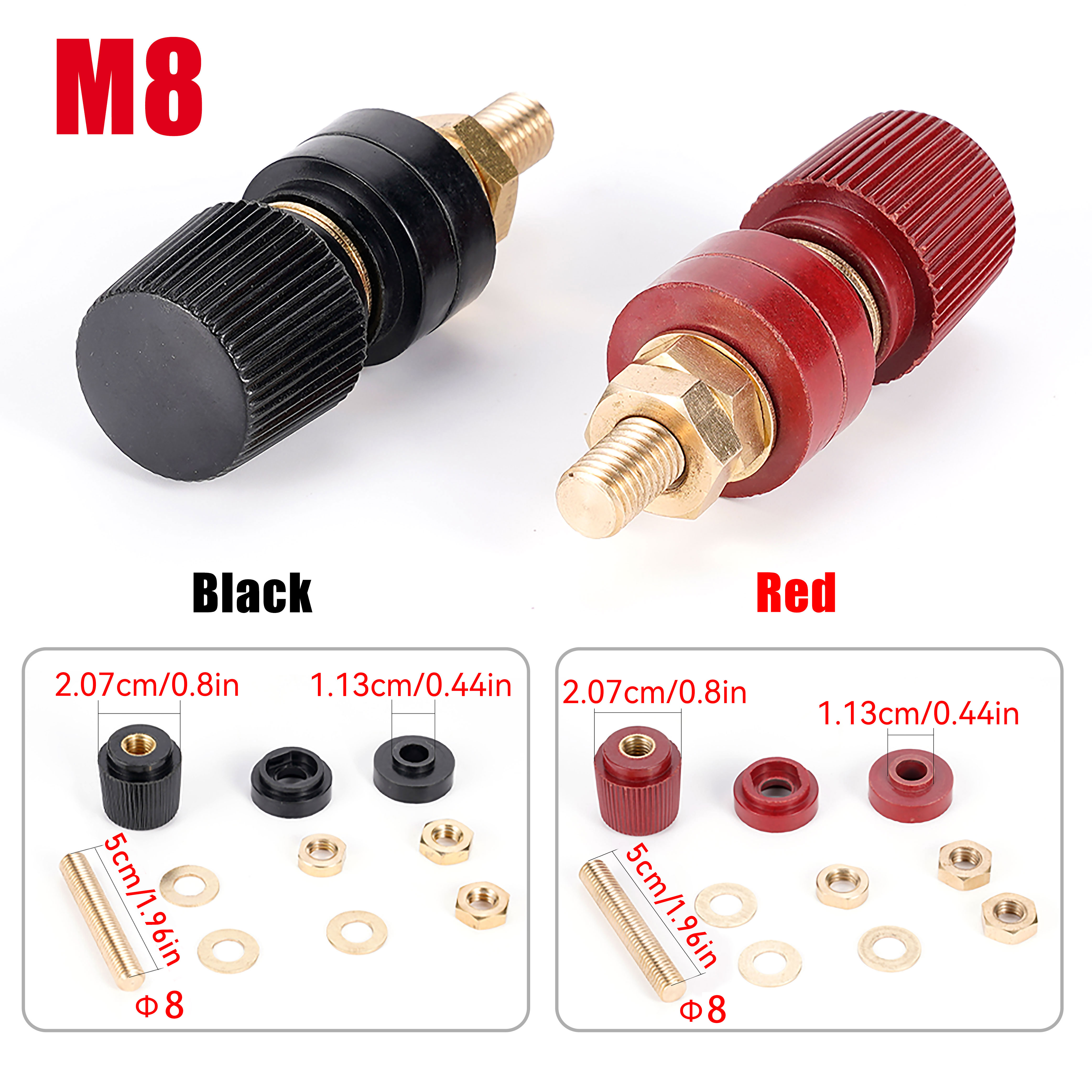 Terminales de fuente de alimentación M8 M10, M6 de tornillo de 6mm, conectores de poste de unión, Kit de terminales de repuesto de latón, 333, 555: Verde militar