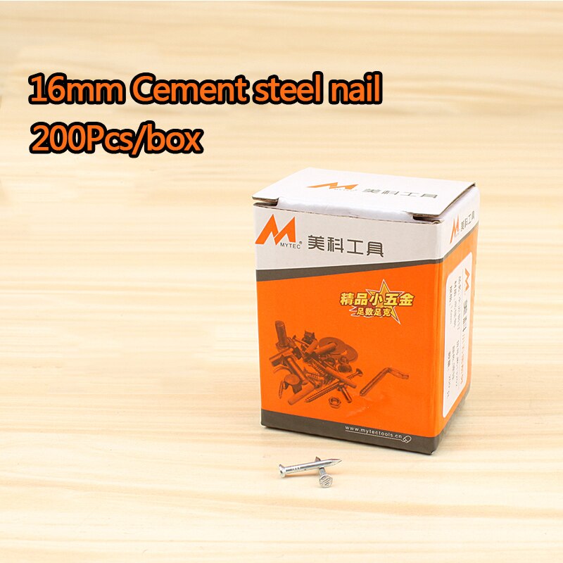 Clavos de acero para cemento, herramientas especiales de cabeza redonda de alta resistencia, clavos de hierro para pared de ladrillo y hormigón, 16-100mm: 16mm 200pcs box
