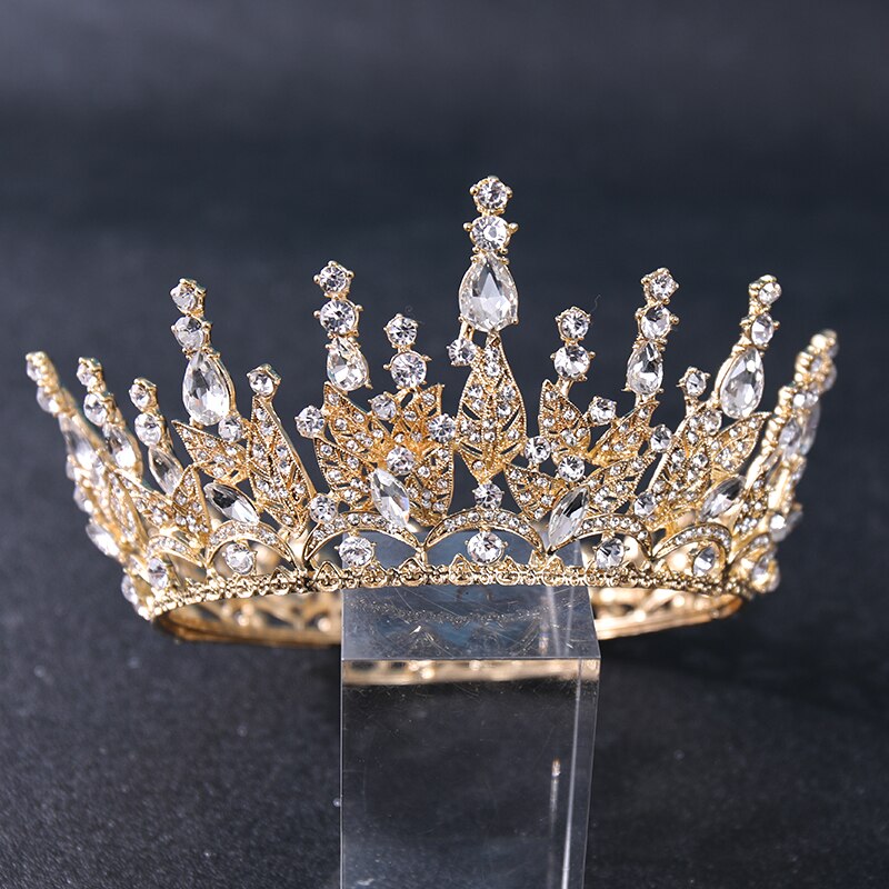 Diadema barroca Vintage con diamantes de imitación para mujer, Tiaras y coronas, accesorios para el cabello para novia y boda, joyería, tocados