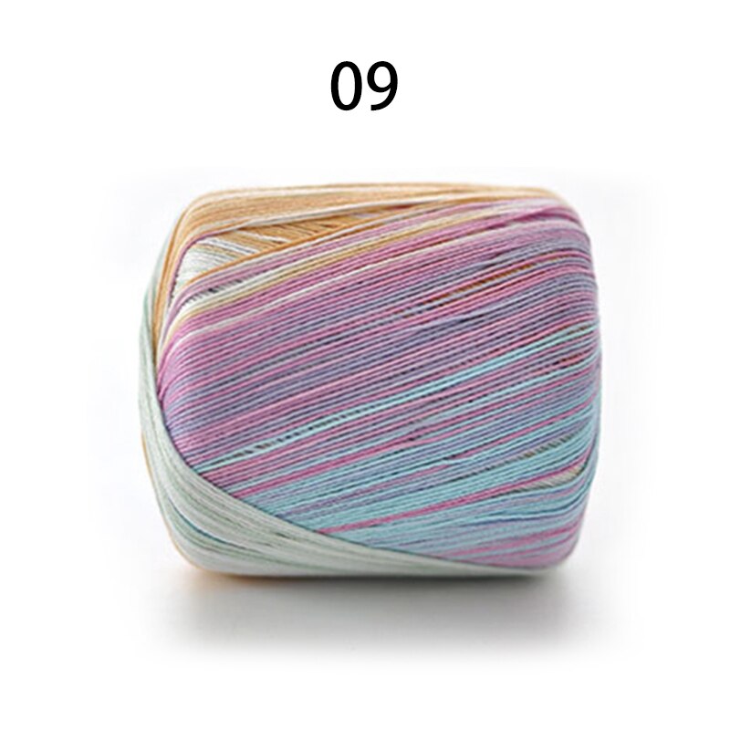 40G/Bal Katoen Metallic Kant Regenboog Garen Kleurrijke Dunne Draad Voor Diy Hand Haken Breien Door 1.5-2.5Mm Haaknaalden: 09