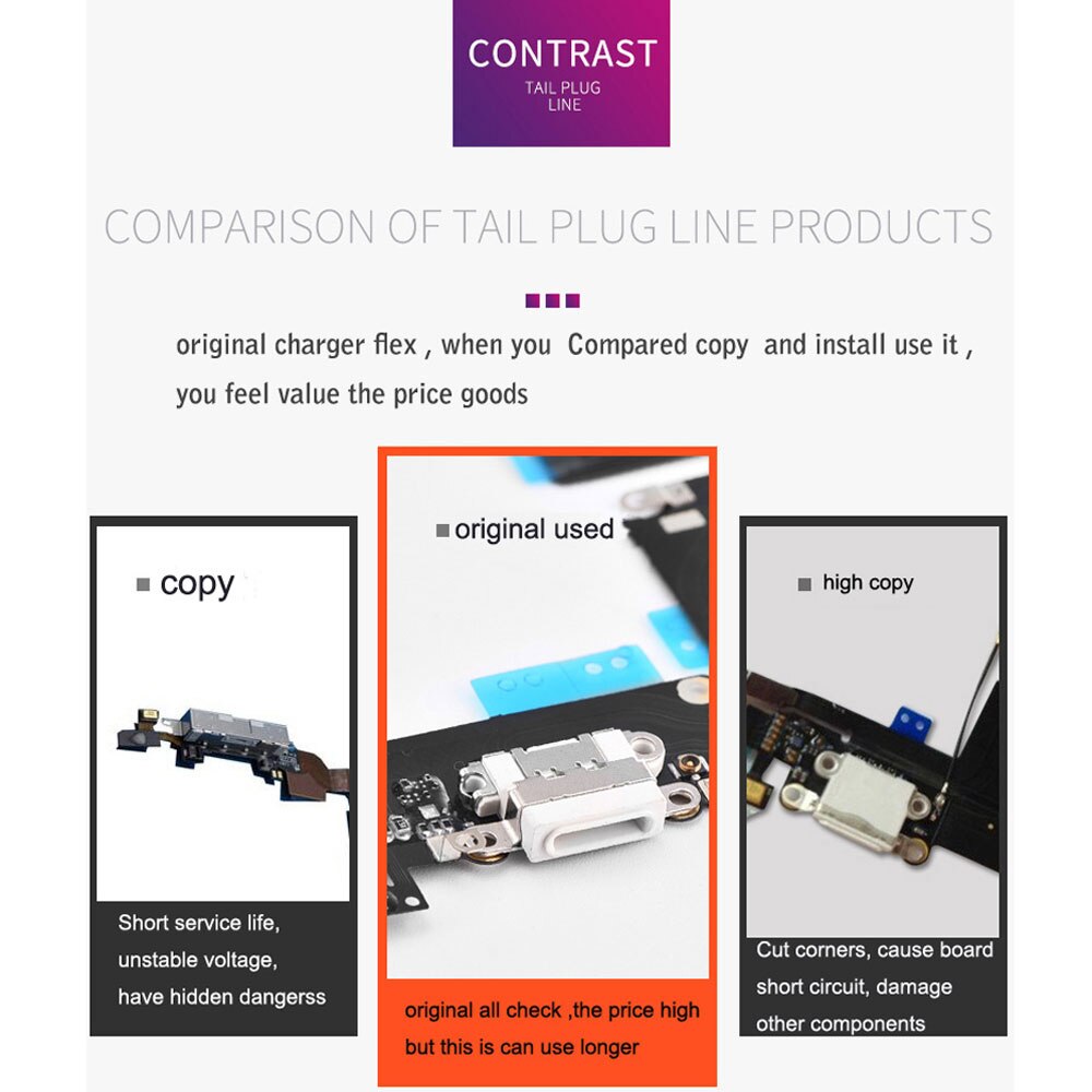 Official Original USB Charging Port Flex for IPhone 6 6s Plus 6sp 7 8 Plus SE2 Dock Connector Mic Flex Replacement Repair Parts