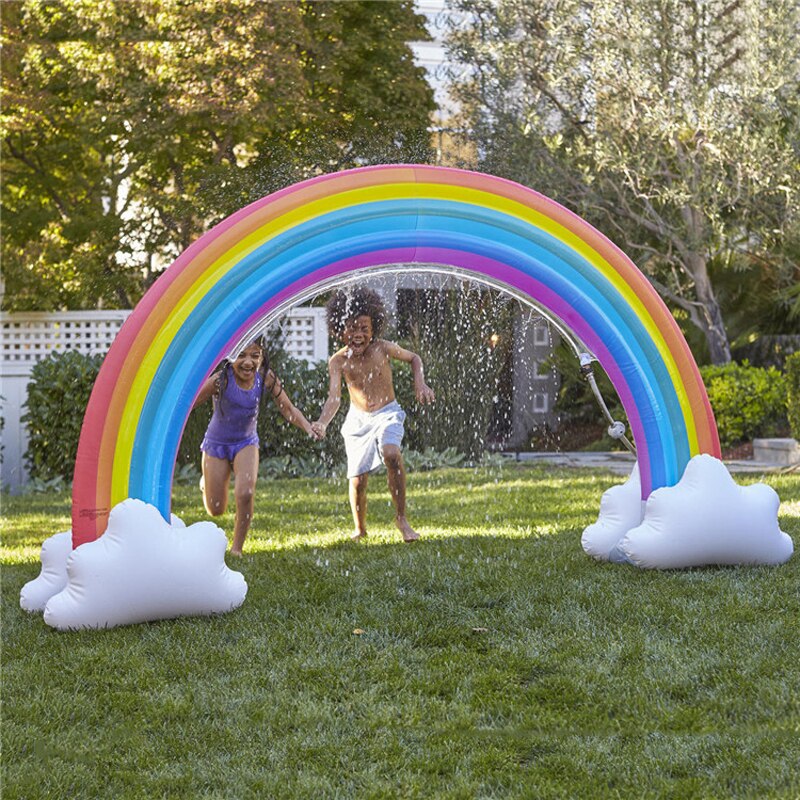 Ginormous rainbow cloud yard sprinkler 238cm kæmpe oppustelig buegang græsplæne strand udendørs legetøj til barn voksen baby spil center