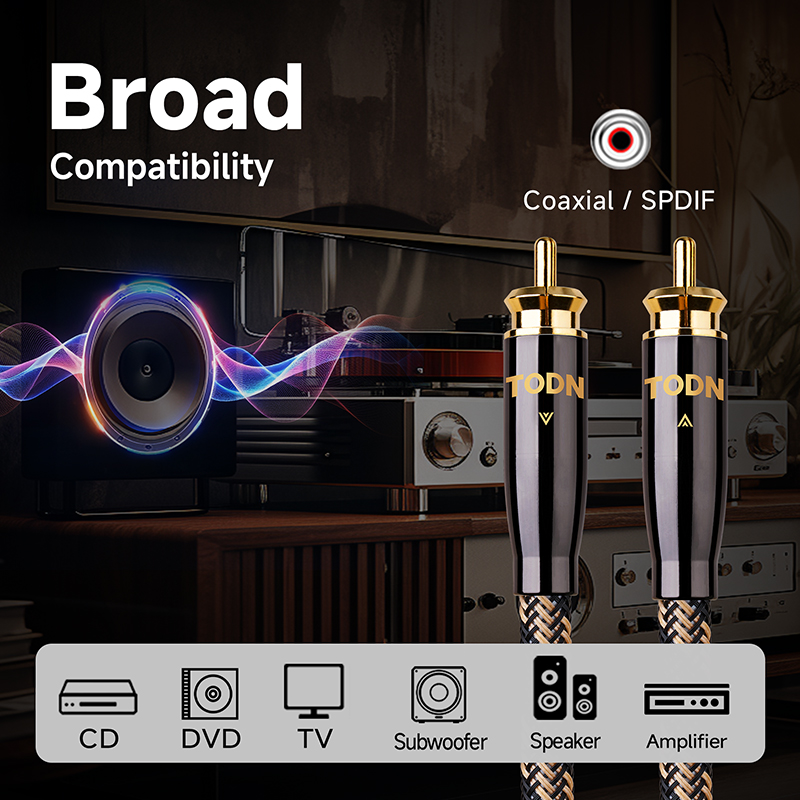 TODN Cyfrowy kabel koncentryczny audio 75Ω 7N OCC wysokiej klasy kabel stereofoniczny Rca robić Rca męnarty głośnik Hifi Subwoofer Kabel AV TV