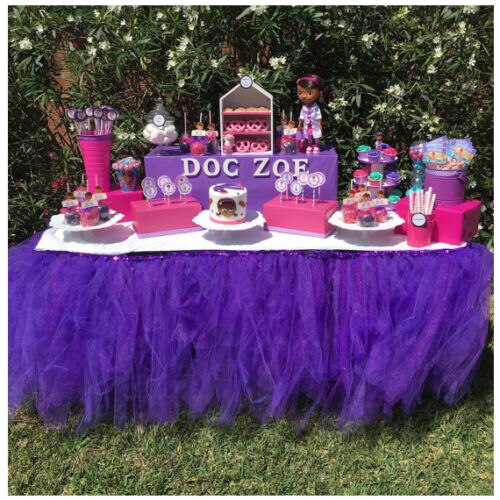 Wedding Tulle Tutu Table Skirt Cover Party Birthday Festive Solid Rectangle Tablecloth for Wedding Party: Purple