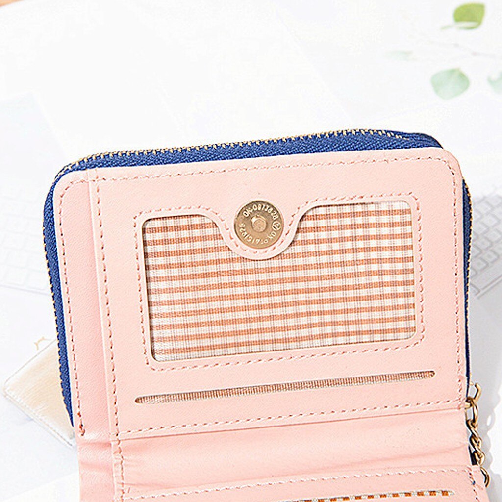 Women’ s Short Solid Color Flower Fringed Leather Wallet Female Simple Travel Outdoor credit card holder purse Mini Cluth Bag