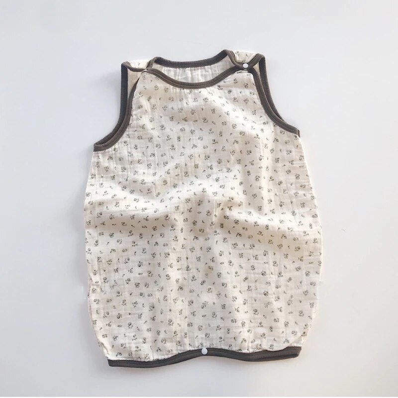 Korean Infant Baby Cotton Floral Sleeping Bag Toddler Kids Girl Summer Sleeveless Thin Polk Dot Sleepsacks