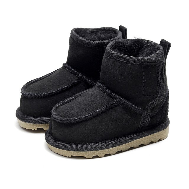 Geanuine Leder Australien Schuhe Baby Schnee Stiefel für jungen und mädchen freundlicher Schnee Stiefel Schaffell Echtpelz Schuhe freundlicher neue: Schwarz / 6