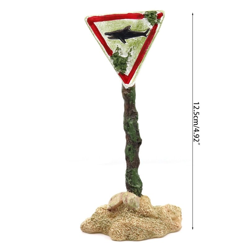 Shark Warning Board Aquarium Décor Ornaments, Warning Sign Sunken Rock, Resin Fish Tank Decorations Remains