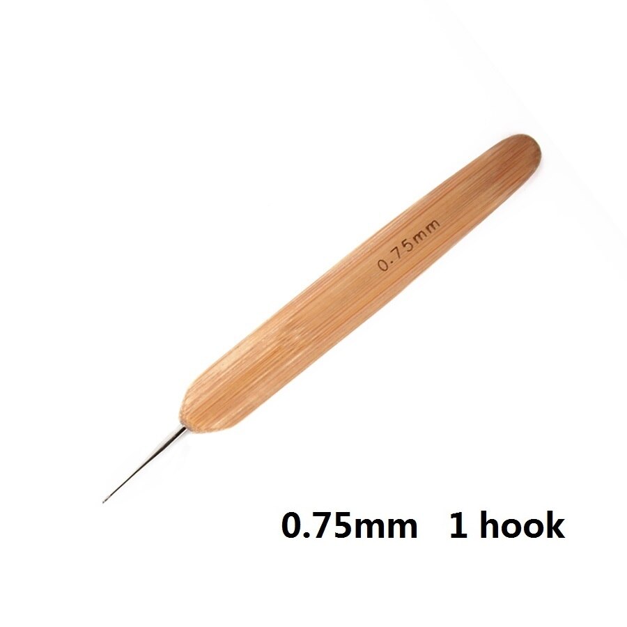0.75Mm Crochet Hooks Dreadlock Hair Braids Needle Single Double Hook Crochet Tools Bamboo Handle Crochet Needles For Braid Craft: 0.75mm1hook
