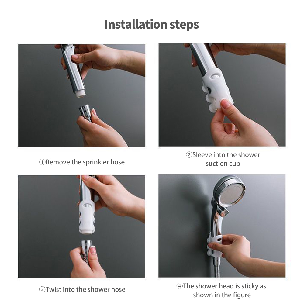 Punch Free Shower Head Holder Wall Mount Silicone Bracket Reusable Stand Strong Vacuum Suction Cup Durable Bathroom Accessories