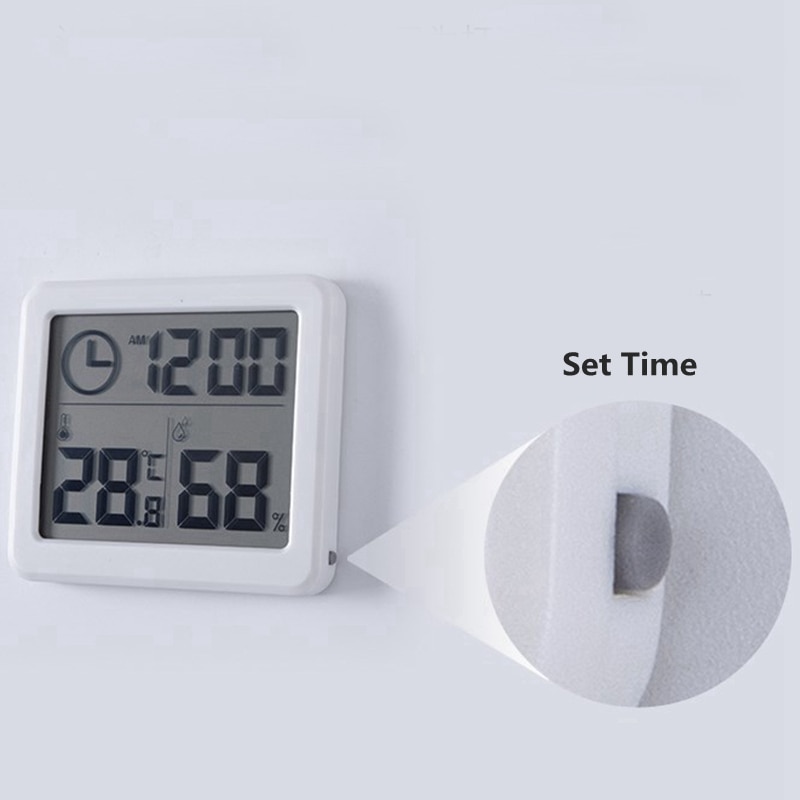 Multifunction Digital Thermometer Hygrometer Clock Indoor Temperature Humidity Meter Monitor Thin 3.2inch Large LCD Screen