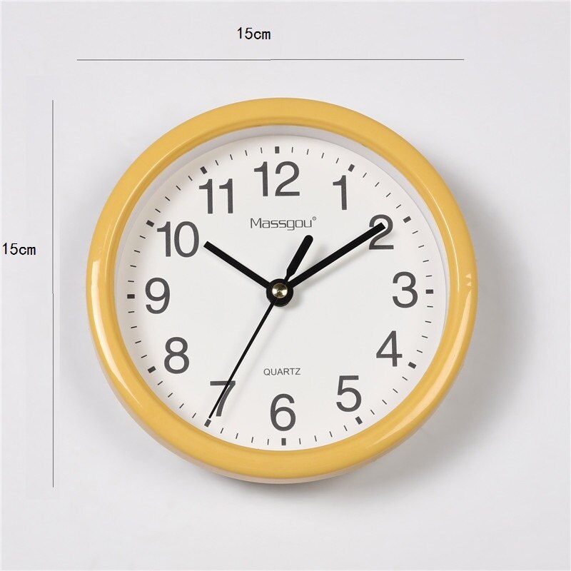 Minimalistische Kleine Wandklokken Met Frame Doorzichtige Plastic Snoep Kleuren Mute 15Cm Opknoping Horloge Klok Woonkamer Home Decor: yellow