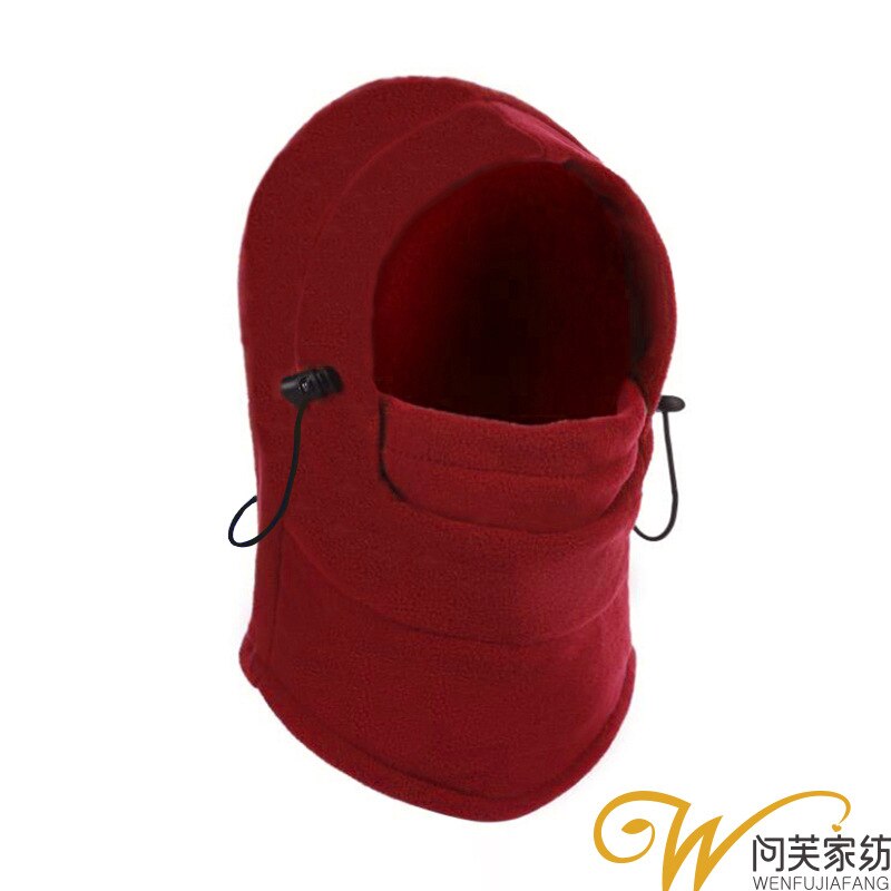 Sally face cykling 6 in 1 termisk fleece balaclava utomhus skidmasker cyling beanies vinterskydd vindstopp ansiktsmössor: Vin, röd