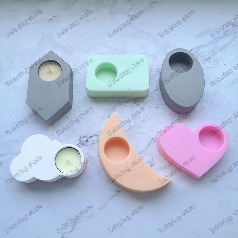 Candle Holder Concrete Molds Different Shapes Candlestick Plaster Crafts Mould Succulents Cement Clay Molds