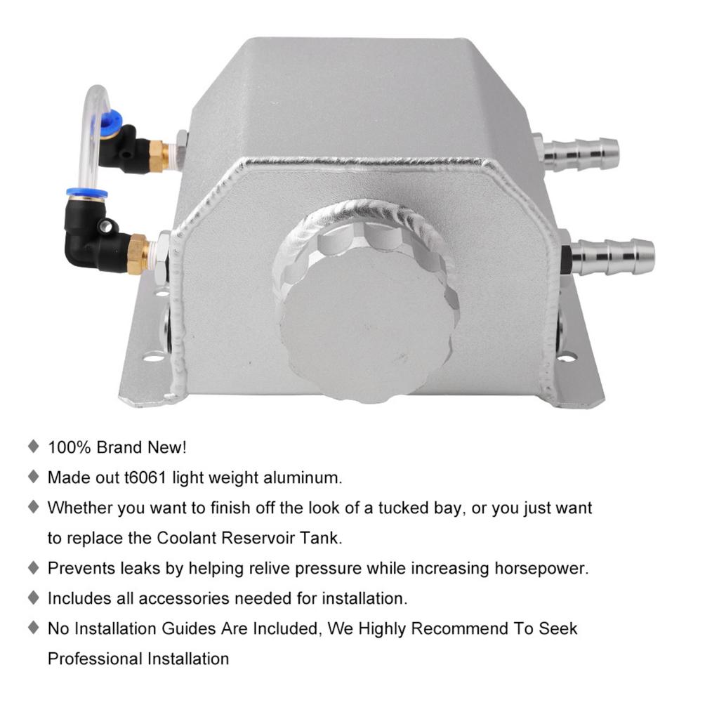 Universal 1L Coolant Expansion Overflow Water Tank Reservoir Complete Kit