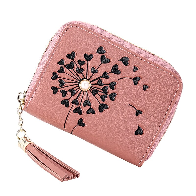 Koreaanse Eenvoudige Pu Leer Rits Multi Card Mini Korte Vrouwen Purse Tassel Gedrukt Purse Vrouwen Clutch tas