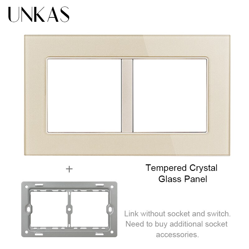 UNKAS Free Combination DIY Gray Single Tempered Crystal Glass Panel Grey Matching Modules For Wall Socket Switch: Gold 146 Panel