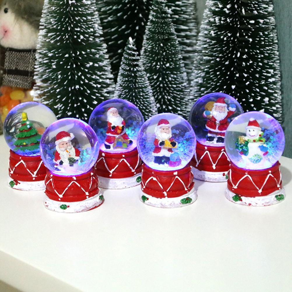 Resin Music Box Crystal Ball Snow Globe Glass Lights Christmas With Speaker Spinning Santa Claus Crafts Desktop Decoration