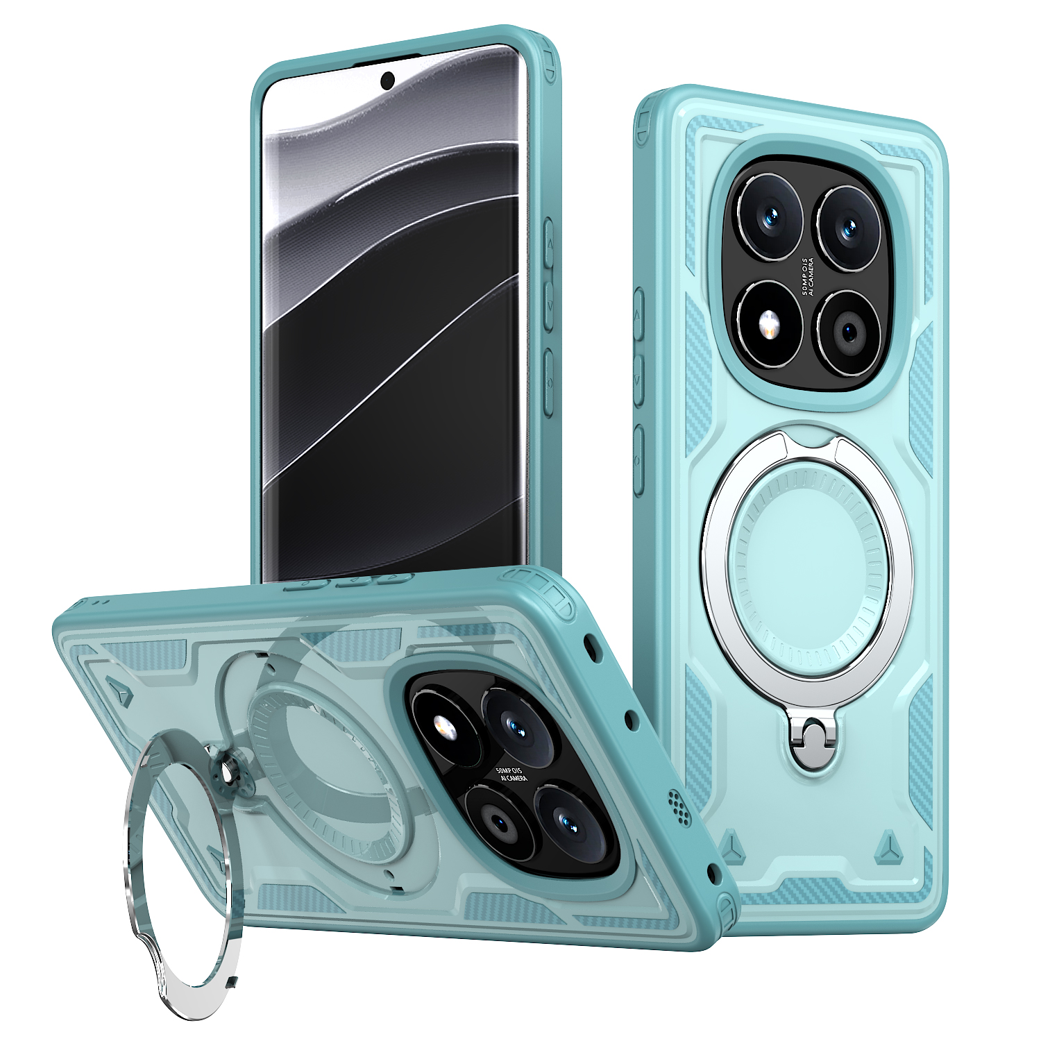 Stødsikkert pansercover til xiaomi redmi note 14 pro 5g magnetisk stativbeskyttelsesetui til redmy note 14 note 14 pro 5g bagcover: Himmelblå / Til iphone 16