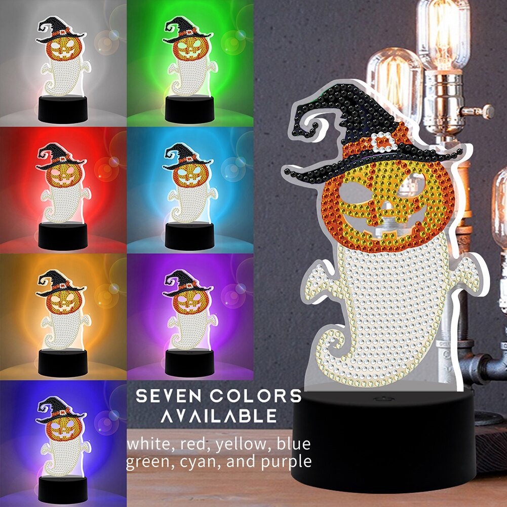 Spécial en forme de diamant mosaïque point de croix broderie diamant Art strass bricolage diamant peinture lumière Led lampe de noël