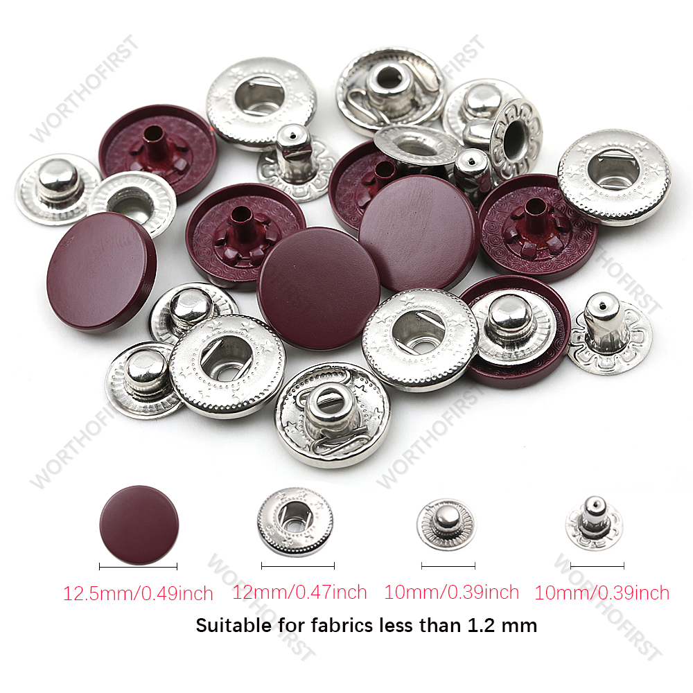 Neue Leder Druckknöpfe, 12,5mm schwer Pflicht schnappen Befestigungen, 14 Farben Leder Schnappt für Kleidung, jacken, Jeans Trägt, Armbinde: 20setzt / Wein rot