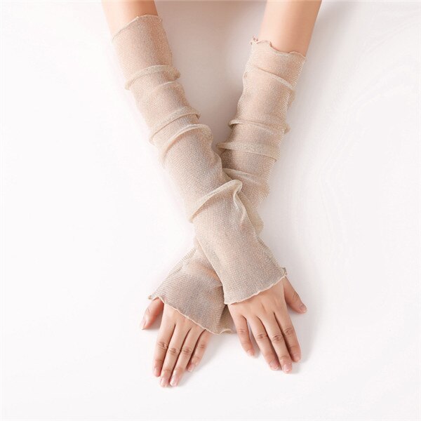 Malla de manga de brazo transpirable brackers Anti-UV malla de Color sólido mujer manga de brazo accesorios de ropa: 4
