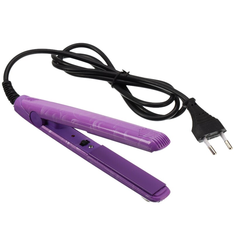 Electronic Hair Iron Hairstyling Mini Portable Ceramic Flat Iron Hair Straightener Irons Hair Styling Tools: Flower Purple