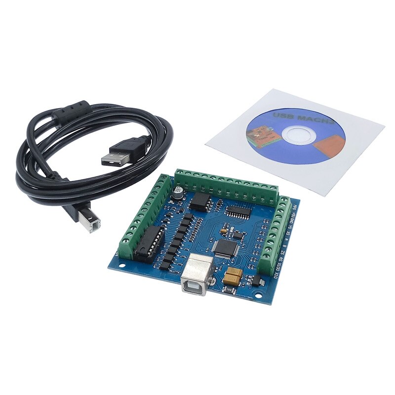 MACH3-Placa de interfaz USB azul de 4 ejes, 100KHz, Tarjeta de control de movimiento CNC + volante colgante, juego MPG de piezas de máquina de grabado