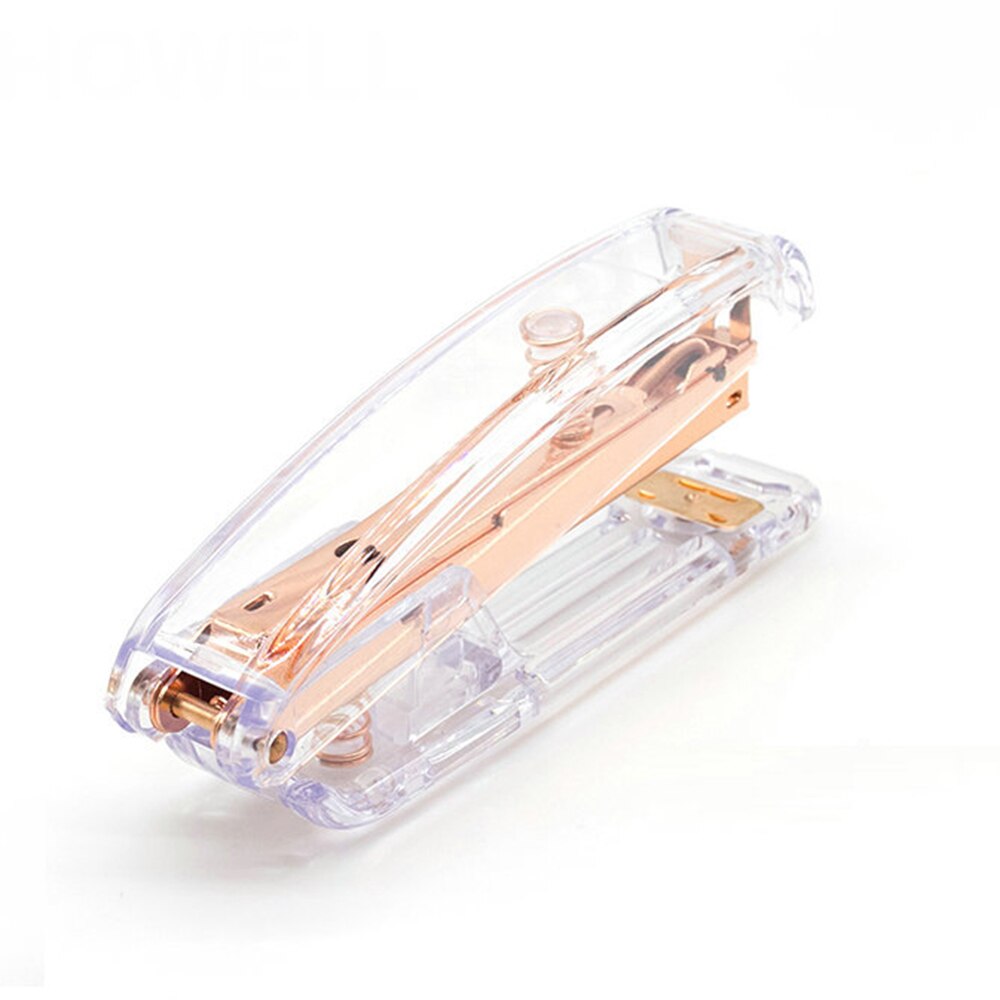 Rose Gold Hefter Auflage Metall Manuelle Hefter transparent Kunststoff Hefter Bindung Maschine Büro Schule Schreibwaren