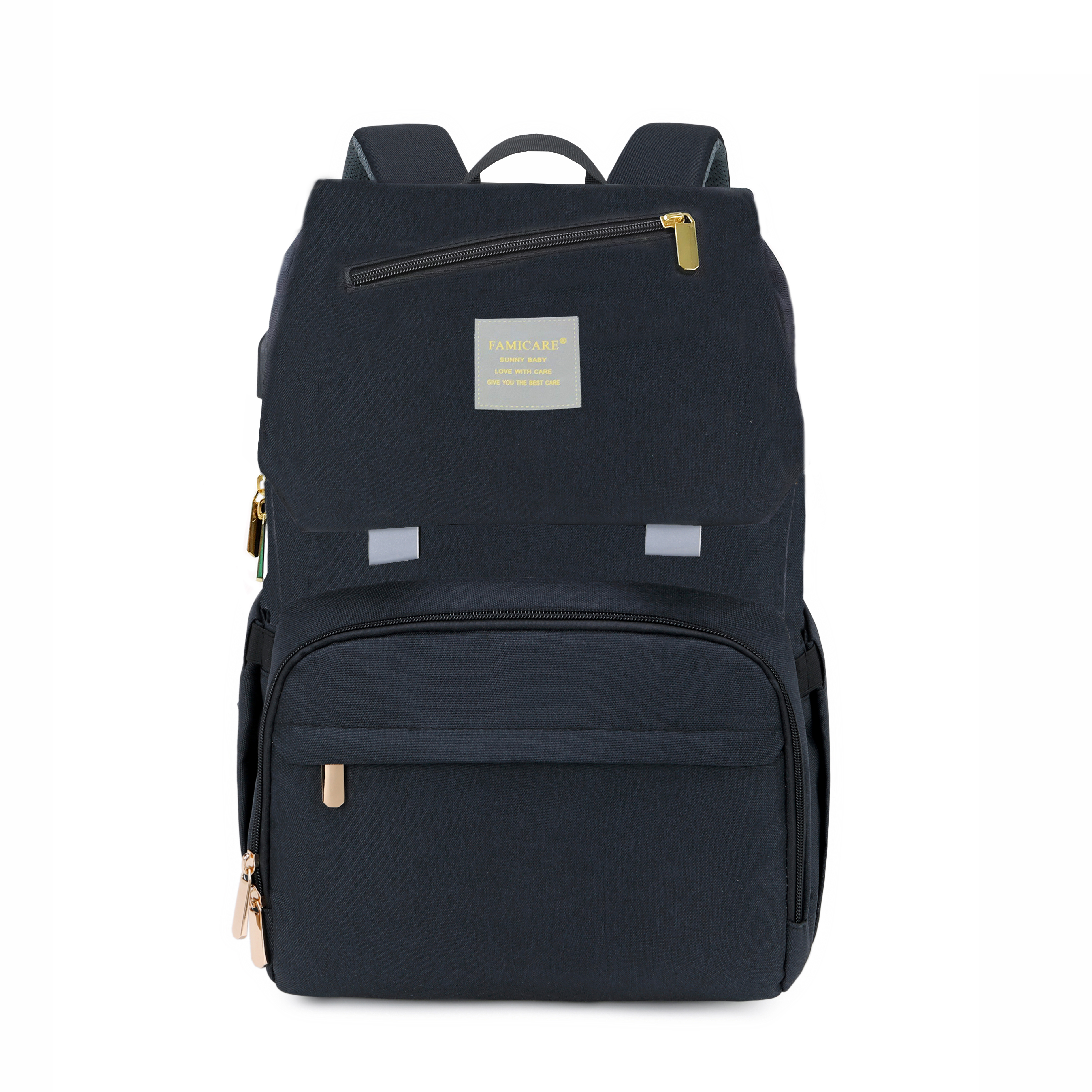 Sac à dos à couches pour bébé, sac de poussette pour maman papa, sac à main Oxford étanche, Kits de couches d'allaitement, sacs de maternité, support chauffant USB,: Nu