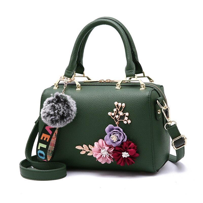 LKEEP Mini Boston Shoulder Bag Women Leather Long Handbags Female Crossbody Messenger Bag Bolsa Sac Ladies Small Tote: green 3