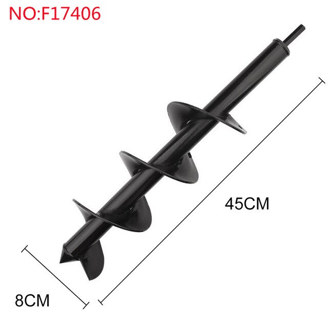 Auger Drill Bit Garden Auger Spiral Bit Flower Planting Hole Digger Ground Auger Yard Gardening DIY Planting Tool: 8X45CM