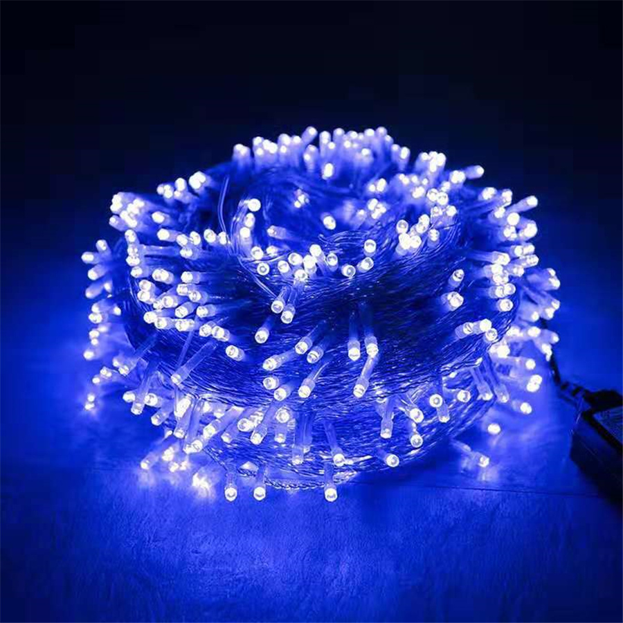 Belysning led julelys utendørs 100m 50m 20m 8 moduser lyslenker girlander dekor til fest bryllup hage gate: Blå / 11-15w