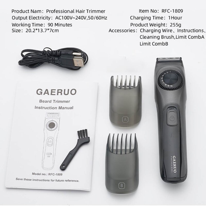 Adjustable Beard Trimmer for Men Mens Hair Trimmer with 2 Combs