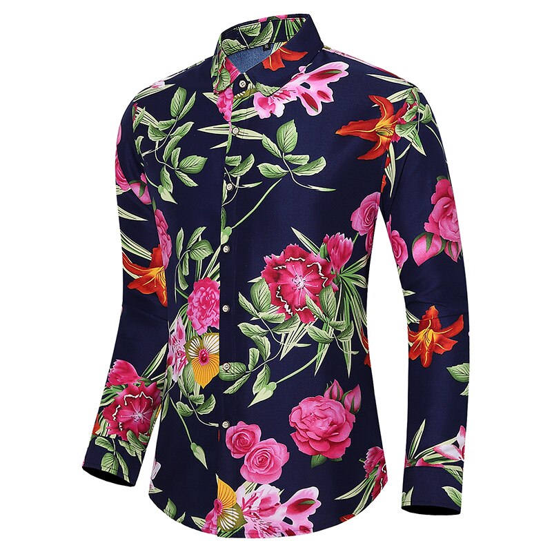 Plus size 7xl herre luksus blomstrede skjorter god bomuld casual skjorte til mænd langærmede skjorter