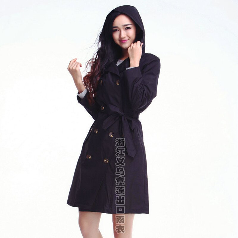 Knee Long cloak Raincoat Women With Belt,Waterproof Rain Coat Ponchos Jackets Female Chubasqueros Impermeables capa de chuva