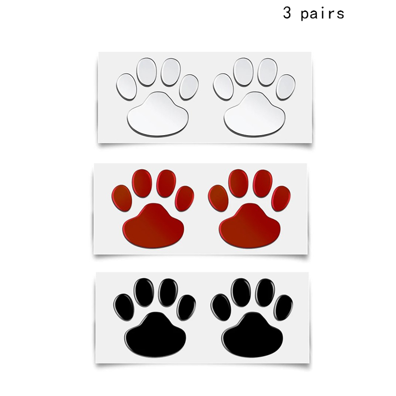 4Sheet Car Stickers Decals Paw 3D Animal Dog Cat Foot Prints Decal Car Motocycle Sticker Car Accessories: black