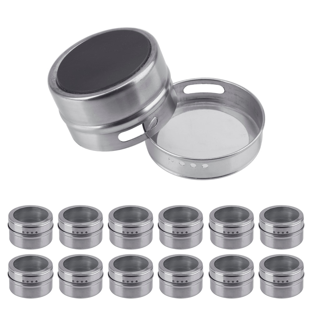 Magnetic Spice Jars Stainless Steel Spice Tins Spice Seasoning Containers With Spice Label