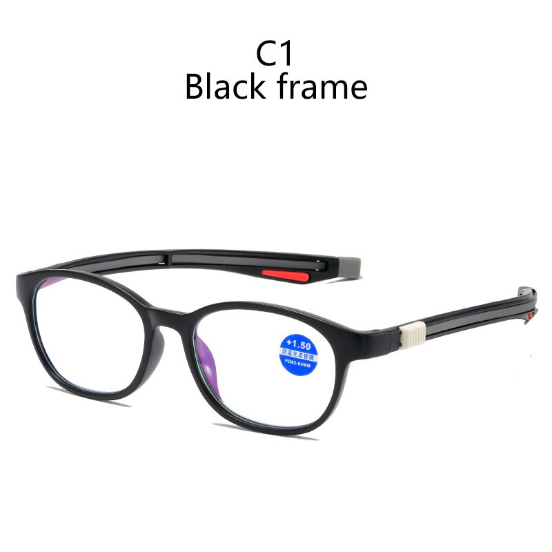Unisex Magneet Leesbril Mannen En Vrouwen Verstelbare Opknoping Nek Magnetische Zachte Vintage Vouwen Anti Blauw Licht Brillen: +400 / C1